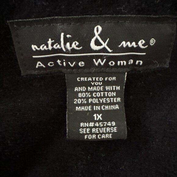 Vintage Women’s Velour Halter Active Sweater Black White Full Zip Size 1X - Picture 13 of 13